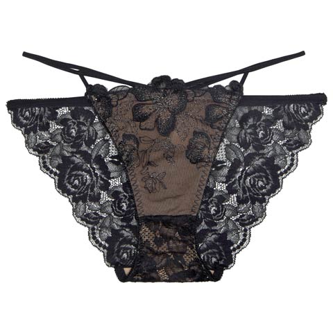 【Reinest】グリッターリュクスフラワーバック透け選べるショーツ[おそろいショーツ](ブラック/フルバック-M)