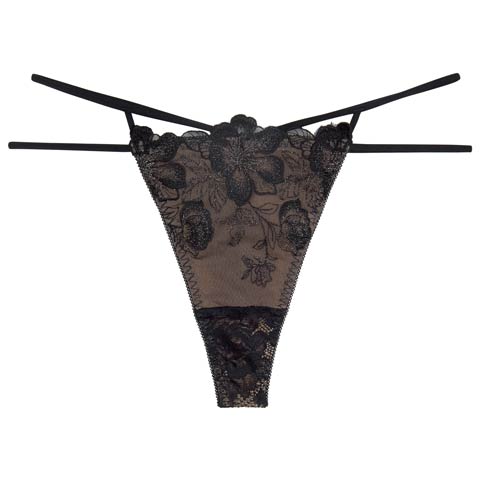 【Reinest】グリッターリュクスフラワーバック透け選べるショーツ[おそろいショーツ](ブラック/Ｔバック-M)