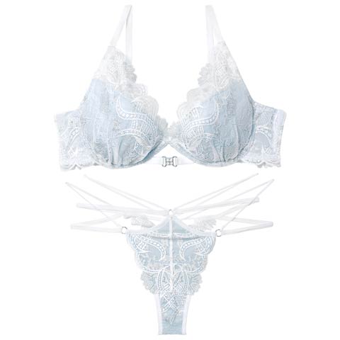 12/1新作!【永尾まりや着用】【Reinest】エレガントジュエルレースブラジャー&バック透けTバックショーツ［大人気］(ホワイト-A65/ショーツM)