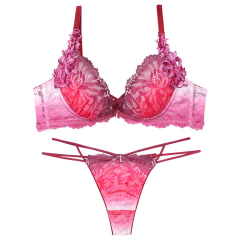 【永尾まりや着用】【Reinest】ブライトマーメイドフラワーブラジャー&バック透けTバックショーツ［大人気］(サンライズ-A65/ショーツM)