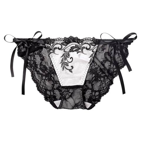 11/14新作!【永尾まりや着用】【Reinest】バロックリーフエンブロイダリーバック透け選べるショーツ[おそろいショーツ](ブラック/フルバック-M)