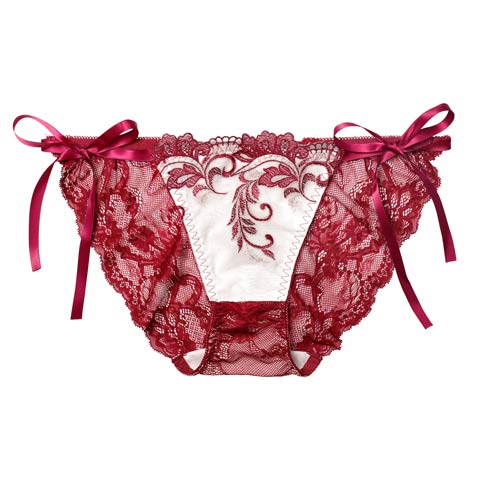 11/14新作!【永尾まりや着用】【Reinest】バロックリーフエンブロイダリーバック透け選べるショーツ[おそろいショーツ](ボルドー/フルバック-M)