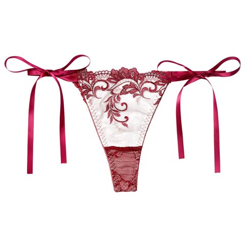 11/14新作!【永尾まりや着用】【Reinest】バロックリーフエンブロイダリーバック透け選べるショーツ[おそろいショーツ](ボルドー/Tバック-M)