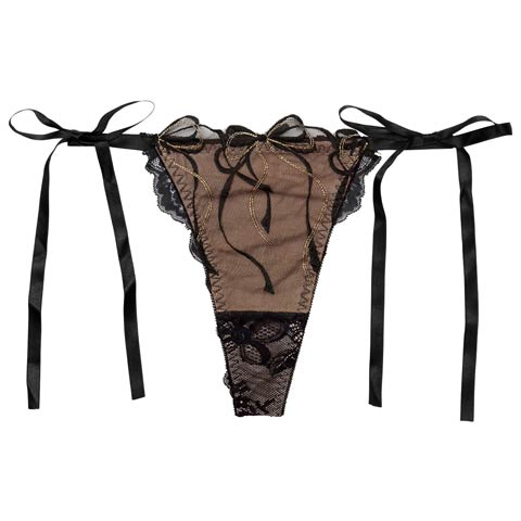 2/25新作!【Reinest】メロウリボンレースサイド紐バック透け選べるショーツ[おそろいショーツ](ブラック/Ｔバック-M)