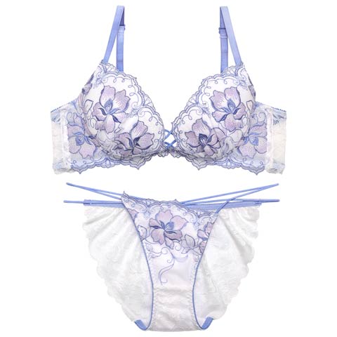 【Reinest】ルミナスジュエルフラワーブラジャー&バック透けフルバックショーツ