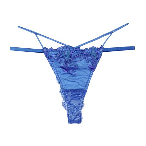 【Reinest】シャイニーフェザーリーフバック透け選べるショーツ[おそろいショーツ](ブルー/Ｔバック-M)