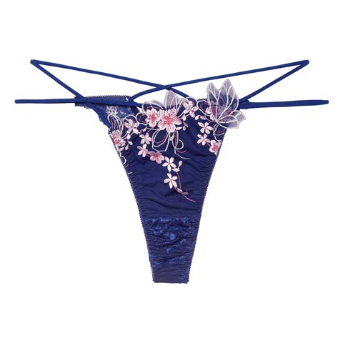 3/4新作!【Reinest】グレイスチェリーブロッサムバック透け選べるショーツ[おそろいショーツ](ネイビー/Tバック-M)