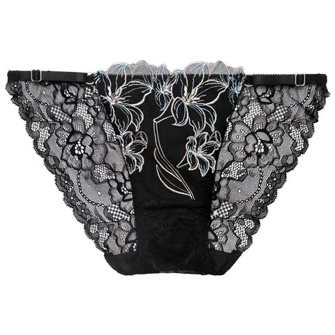 4/1新作!【永尾まりや着用】【Reinest】グラマラスビビッドブロッサムバック透け選べるショーツ[おそろいショーツ](ブラック/フルバック-M)