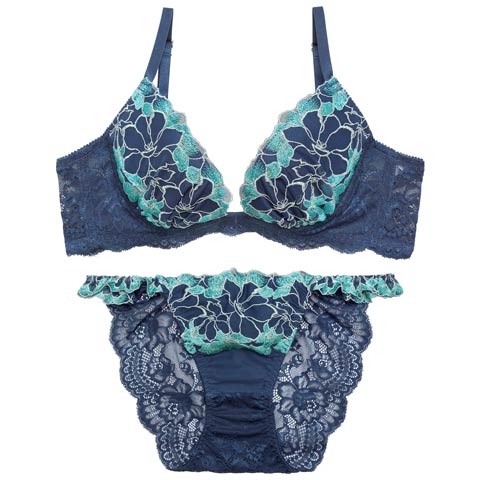 【Reinest】ノーブルブロッサムブラジャー&バック透けフルバックショーツ