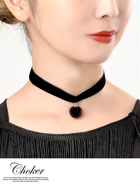 ボンボン付きチョーカーシンプルネックレス 下着 ランジェリー ブラジャー通販のdrw ドロー Se