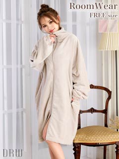 ジップアップモコモコワンピースルームウェア