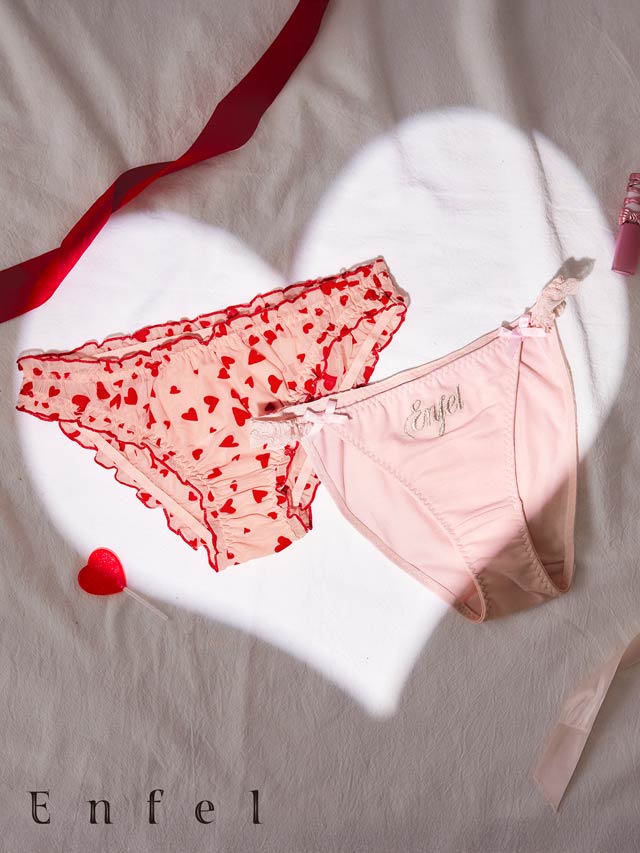 【PyunA.プロデュース/Enfel】ロゴ刺繍&ハート柄　ショーツ2枚セット