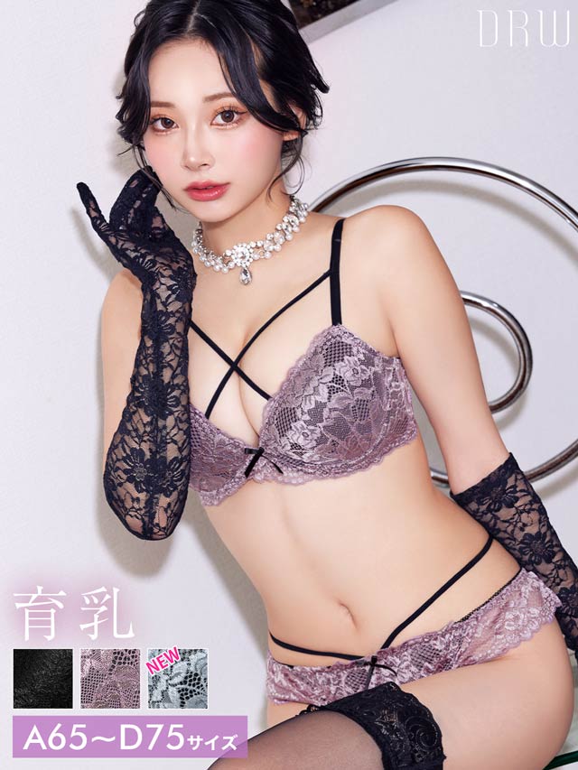 レーシィブルームコード育乳脇高ブラジャー&バック透けフルバックショーツ