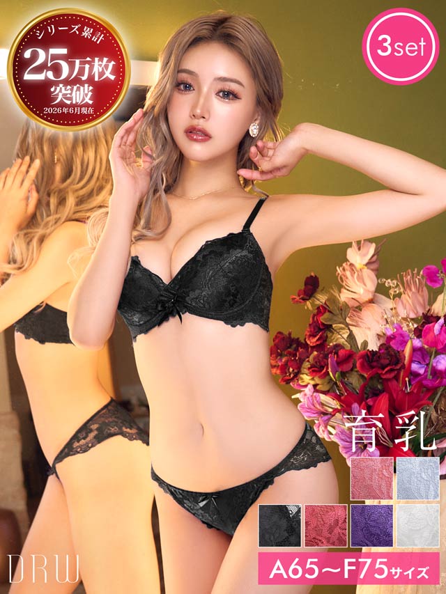 【3点セット】マジックアップブラジャー&フルバックショーツ&Tバックショーツ