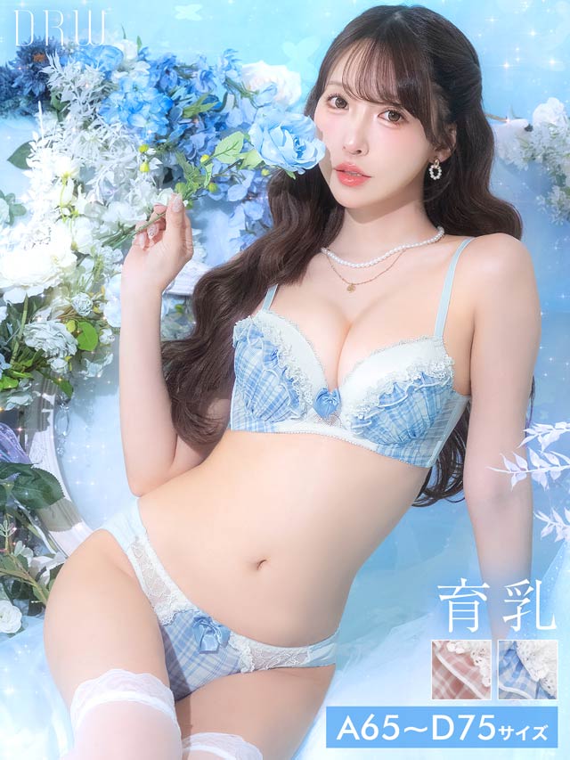【三上悠亜着用】スウィーティーギンガムチェック育乳脇高ブラジャー&フルバックショーツ