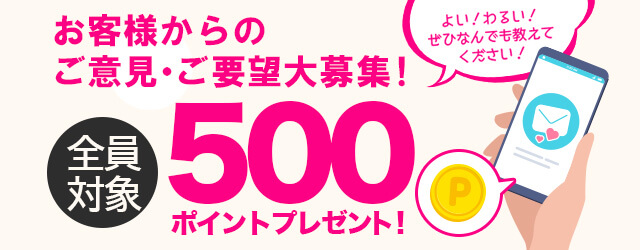 500ポイントがもらえる！お客様からのご意見・ご要望大募集